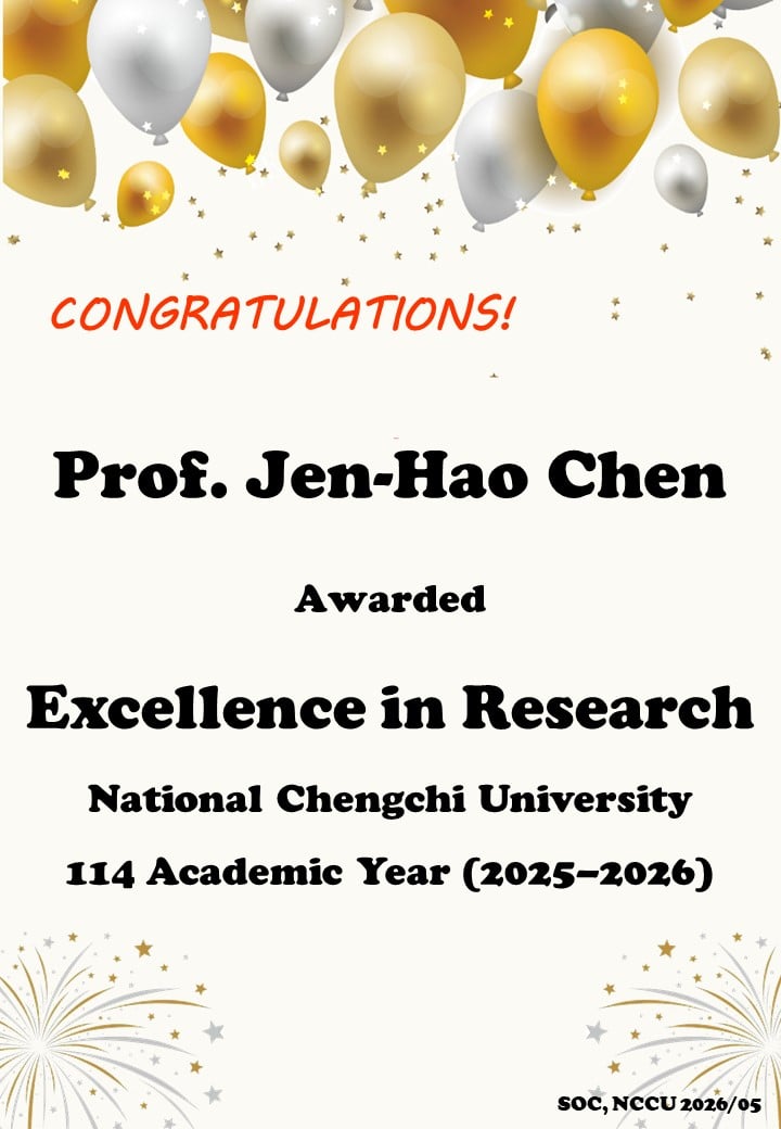 Congratulations to Professor JEN-HAO CHEN