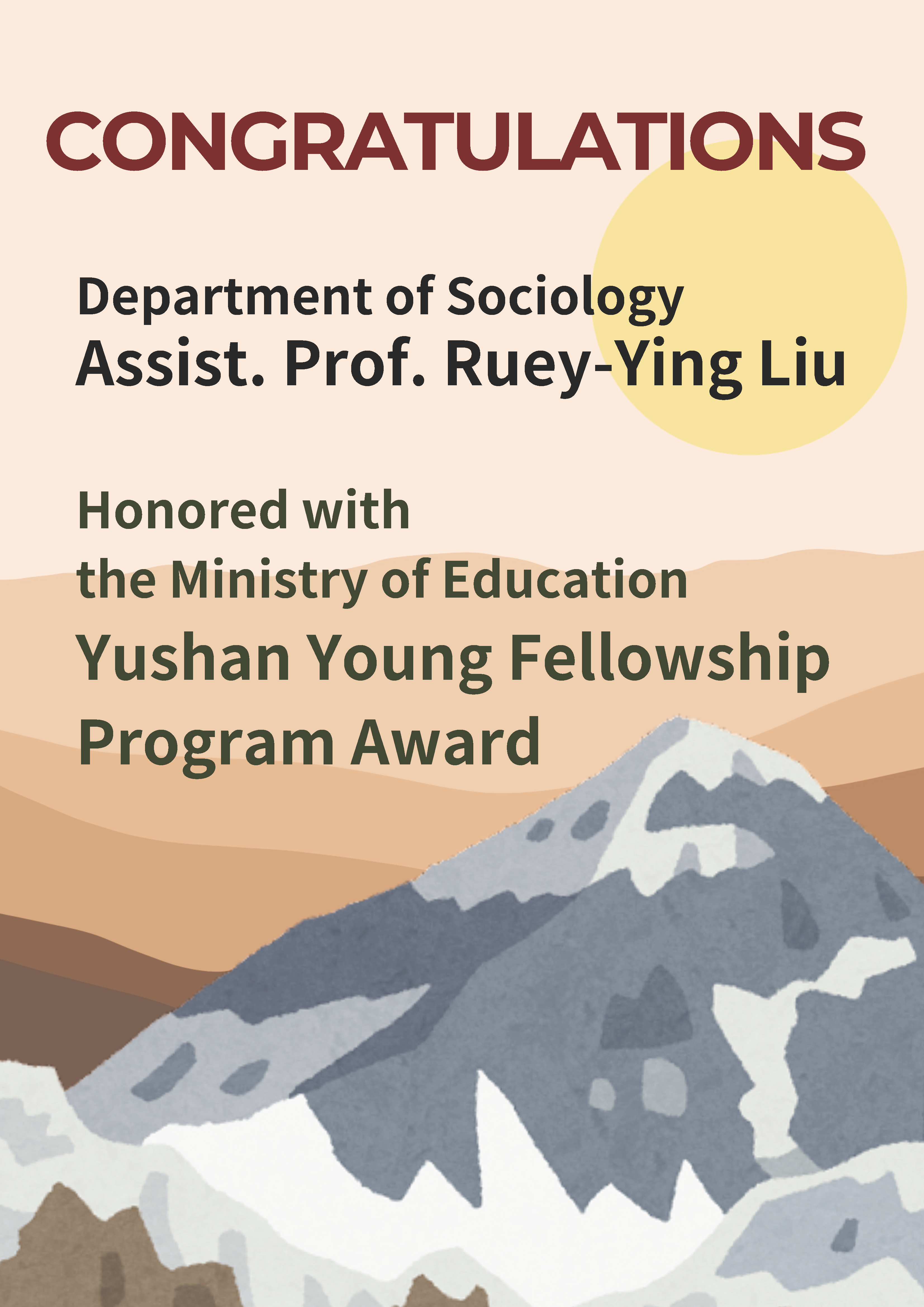 Congratulations to our Assist. Prof. Ruey-Ying Liu